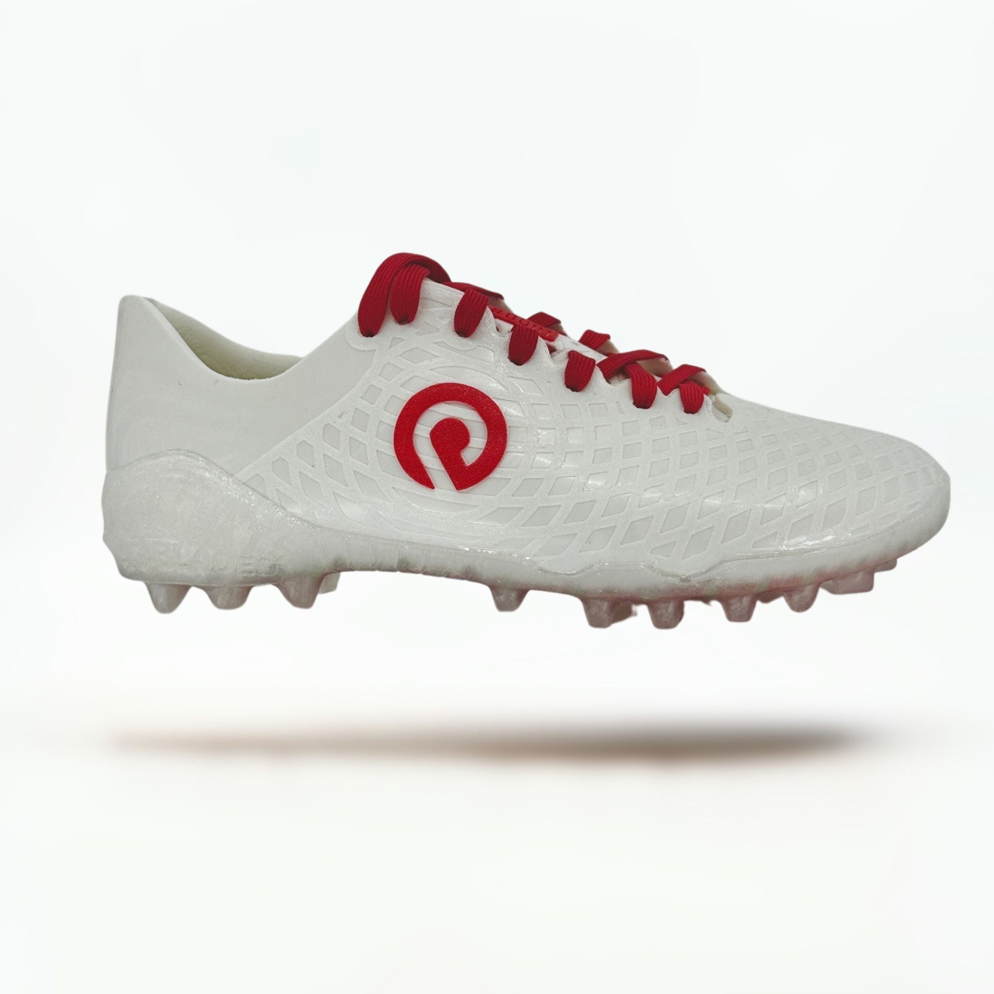 Custom Lacrosse Cleats White Red Accent AG Conical Prevolve Footwear