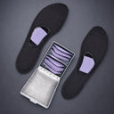 3D Custom Metpads in Lilac set into insoles, with the full five-level set in its box