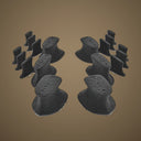 Replacement toe spacer pieces, charcoal set on warm oat studio background